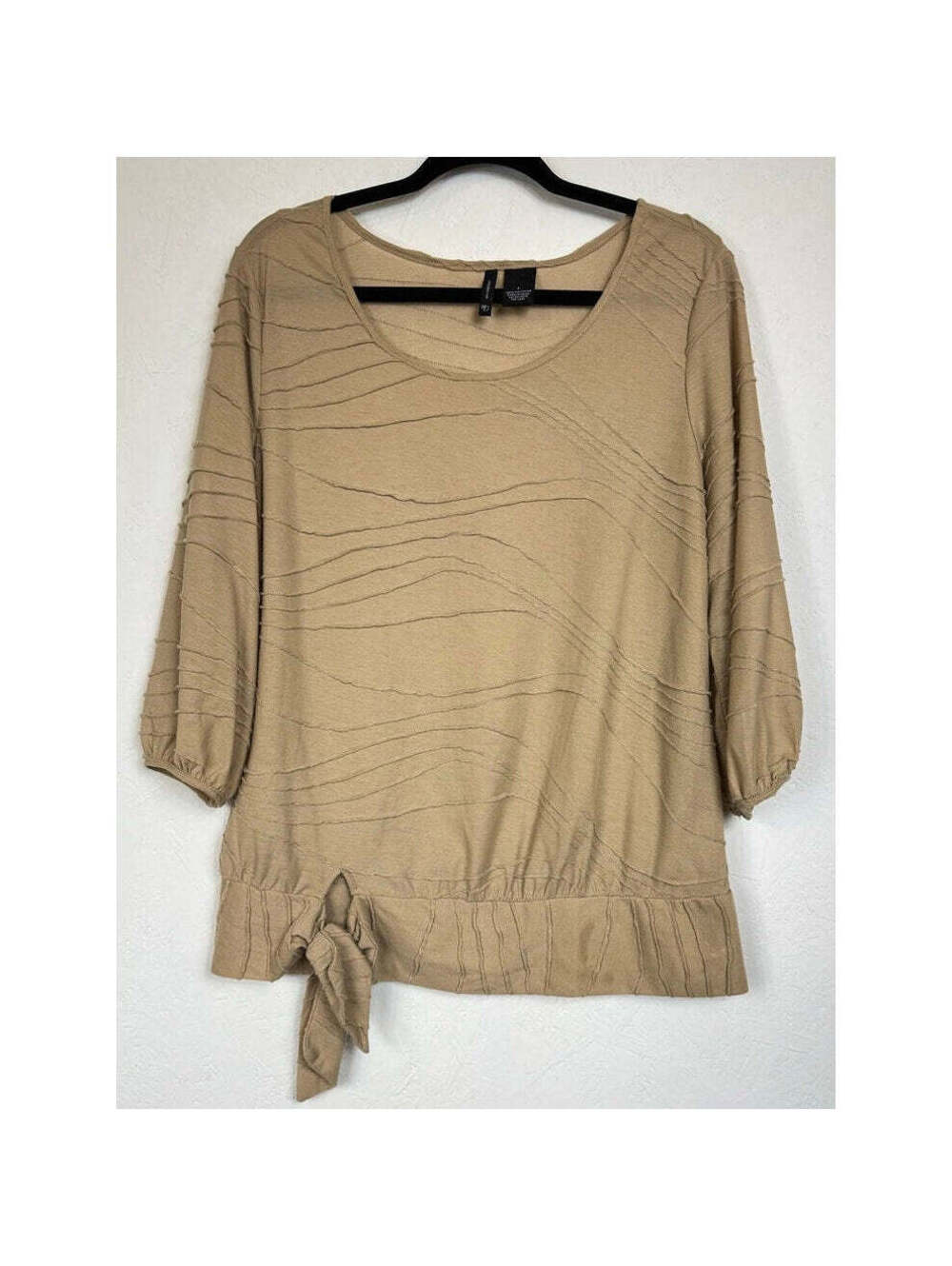 New Directions Beige 3/4 Sleeve Blouse Women's Large